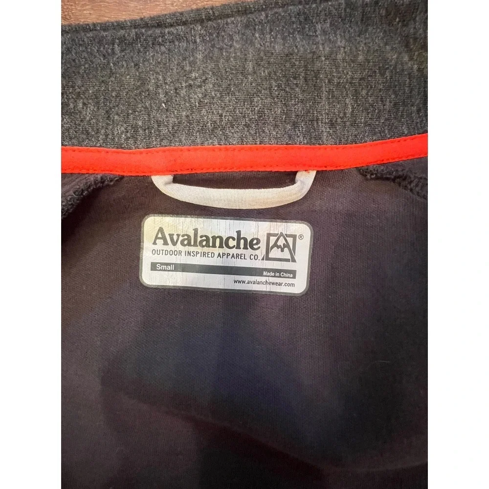 Avalanche Full Zip‎ Cotton Jacket Sweater Mens Size Small Gray Red Zip Pockets